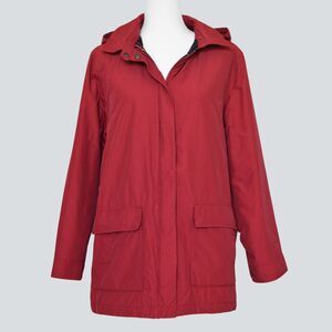 EDDIE BAUER Women's Red Hooded Rain Jacket/ Coat Size L